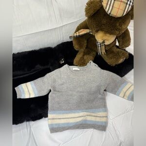 Il Gufo Gray Sweater with Brown Pom Pom